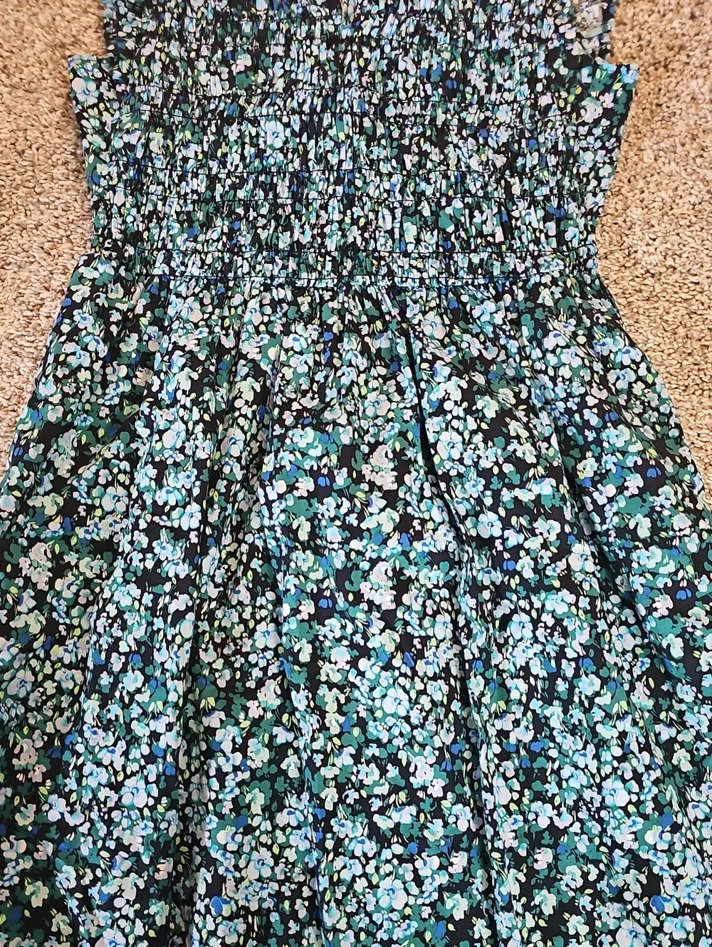 J.Crew Factory Cotton Poplin Smocked Flutter-Sleeve Midi Dress